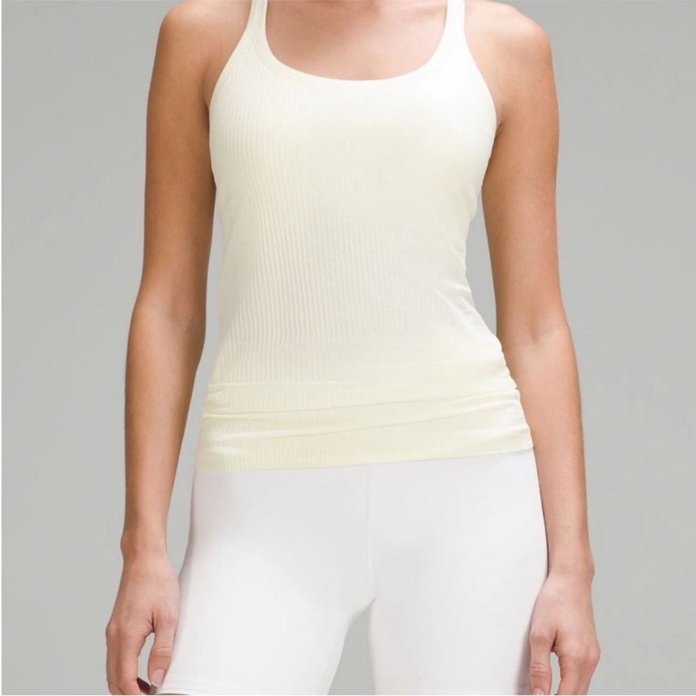 Lululemon Sundance pastel yellow Ribbed Tank Top bra shelf shirt ebb to street